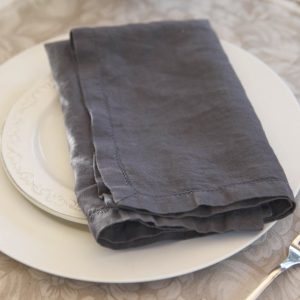 Servilleta Lino100% Francés Hemstitch DOT - Ash